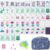 WOTOYS Mahjong Tile Set, 4-Layer American Mahjong Tiles with 50 Chips,3 Dice & Blue Printed Carrying Bag Case, 160 Pcs Mahjong Sets with Acrylic Engraving for Home, Travel & Game Nights