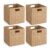 Woven Storage Baskets Set of 4, 12 x 12 x 12 Inch Cube Storage Bins with Handles, Decorative Paper Rope Wicker Baskets for Cube Organizer Shelves, Closet, Bedroom, Living Room, Entryway and Nursery