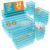 WOWBOX 24 PCS Plastic Drawer Organizer Set, 4 Sizes Desk Drawer Organization and Storage Containers for Makeup, Cosmetics, Jewelry and Gadgets in Kitchen, Bathroom, Bedroom, Office, Clear Sea Blue