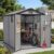 WUKHG 6X8FT Resin Storage Shed with Floor and Ddrain Groove for Backyard