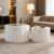 WXFKLDJ Fluted Round Nesting Coffee Table Set of 2, White B, 26.77″+19.69″