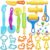 Wxqfumy Dough Tool Set, 28 Pcs Basic Dough Tools Kits for Kids, Dough Accessories Includes Cutters Roller, Rolling Pins, Safety Scissors, Plastic Knife
