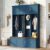WZONICE98 Farmhouse Hall Tree 59 Inch Entryway Coat Rack with Hooks, Cabinets and Drawers, Navy Blue Storage Bench with Wood Seat for Mudroom Foyer, Farmhouse Entryway Storage Organizer