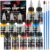 X ARTY HUB Model Paint Set – 12 Colors with 3 Brushes, Miniature Paints (Base/Skin Tones/Shadows/Metallics) for Airbrushing & Hand Painting, Acrylic Paint for Models, Miniatures & Wargaming Props