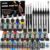 X ARTY HUB Model Paint Set, 34-Piece Miniature Painting Kit for Figures, 20 Acrylic Paints with 10 Brushes, 3 Primers, 1 Thinner, Complete Hobby Paint Set for Model Car, Miniature & Tabletop Wargaming