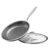 XBM 12-Inch Nonstick Frying Pan with Lid, Durable Stainless Steel Skillet, Stay-Cool Handle, Induction & Oven Safe 500°F, PFOA-Free Scratch-Proof, Dishwasher Safe, Silver Kitchen Cookware