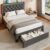 XEPAMU Twin Size Bed Frame with LED Headboard, Charging Station and Storage Drawer, Modern Platform Twin Bed with Wooden Slats, No Box Spring Needed, Grey