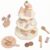 Xgdsnly Tiered Dessert Stand Playset Tabletop Wooden Afternoon Tea Playset Screen for Children