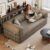 XINGNING Corduroy Fabric 78.8 Inch Modular Sectional Convertible Sleeper Sofa Foldable Compression Space Saving Futon Couch for Living Room Apartment (Camel Sofa)