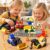 XINNOVEL Toddlers Car Building Blocks Set, 72 Pcs Large Building Blocks, STEM Construction Toys Include Excavator,Bulldozer,Dump Truck,Road Traffic,Signs,Toys for 3 4 5 4 7 8 Year Old Boys Girls