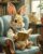 XTXGERL Paint by Number Kit for Adults, DIY Acrylic Painting Set with Brushes and Paints, Bunny Reading Book in Armchair Cozy Animal Art for Home Wall Decor, 16×20 inches