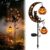 XUANDOH Solar Halloween Black Cat Pumpkin Moon Garden Stake Light, Solar Black Cat Pumpkin Light, Waterproof Crescent Moon with Hanging Pumpkin Jack-o’-Lantern, Outdoor Halloween Yard Decor (C-1)