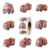 Xzentira 500 Pcs Holographic Fire Truck Stickers Roll, Cute Fire Truck Vehicle Decals for Kids, Envelope, Reward Stickers for Water Bottles & Firefighter Birthday Party Favors