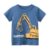 YAGATA Toddler Boy Short Sleeve Shirts Casual Kids Cotton Crewneck Graphic Tee Tops Blouse Dinosaur T Shirt Boys for 1-6 Years Blue Excavator 2-3T 100