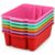 Yakydesign 6 Pack Plastic Book Bins For Classroom Stackable Classroom Organizer with Handle Cubby Bins for School Library Office Home Nursery Playroom Organization(Rainbow)