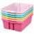 Yakydesign Book Organizer Set of 6 Classroom Decor Bin storage Homeschool Organization Plastic Bins with Handle Cubby Storage Classroom Stackable Bins for Home Office School Supplies (Pink Purple)