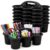 Yakydesign Plastic Caddy with Handle Set of 6 Classroom Caddy Organizer Cup Caddies Water Bottle Storage Crayon Caddies Plastic Cup Holder Drink Carrier for School Home Office Supplies (Black)