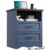 YANSNWO Blue Nightstand with Charging Station, Farmhouse End Table with 2 Drawers, Bedside Table with Space-Saving Storage Cabinet, Unique Base Design for Bedroom, Living Room