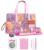 YAQUHO American Mahjong Tile Set, 166 Pink Engraved Tiles, 4 Rack Pushers
