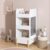 YASIMOL Kids Bookshelf with Chalkboard Side, White Bear-Shaped Wooden Bookcase with 3-Tier Open Storage, Toddler Toy and Book Organizer with Drawing Board for Playroom Bedroom Nursery