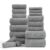 Ycosy 18 Piece Bath Towels Set,100% Microfiber Family Bathroom Towel with Hanging Loops-6 Bath Towels,6 Hand Towels,6 Washcloths,Quick Dry Highly Absorbent Shower Towel for Bathroom,Hotel,Spa-Grey