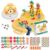 YDuupxe Montessori Play Toolbox, ABS Toddler Power Tools Creative Engineering Building Kit, 204 Piece Pegboard Construction Set with Electric Drill for Boys Girls Preschool DIY Play (Yellow)