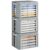 Yecaye Clothes Storage Bins with Metal Frame, 40L Foldable Clothing Storage Bins with Lid, Stackable Zippered Clothes Storage Bags, Oxford Fabric Organizer Box With Clear Window＆ PU Leather Handles