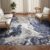 YIHOUSE 5×7 Blue Gold Coastal Area Rug Washable Non Slip Living Room Carpet