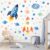 YIMEHDAN Watercolor Rocket Wall Decal, Colorful Planet Vinyl Wall Stickers