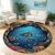 YJDRUG 3D Sea Turtle Round Rug 4ft Realistic Ocean Cave Kids Play Mat