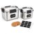 Yomjarl Flour Sugar Storage Containers Set of 2, Airtight Stainless Steel Food Canisters with Lids, Large Kitchen Pantry Organizer for Rice Baking Supplies, Labels Pen Moisture Indicator Discs