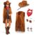 YUIQPKJX 5PCS Kids Cowgirl Costume Fringe Vest Cowgirl Hat Bandana Earrings Glasses for Carnival Halloween Cosplay Parties (Brown, L)
