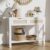 YUUIJOAA Boho Chic Console Table with 2 Rattan Drawers and Open Shelf Storage, Narrow Farmhouse Sofa Table for Small Space, Entryway, Hallway, Living Room,White