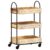 YuuSsea 3-Tier Kitchen Cart with Wheels, Solid Mango Wood Kitchen Island, Rolling Table with Storage, Mobile Bar, Small Carts, 18.1″x11.8″x29.9″