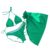 YWLUUOO 3xHalter Triangle-Bathing Wear with Cover Up Skirt, Green M