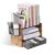 Y YOMA Wooden Desk Organizer, 4-Tier Mesh Desk Organizer with Drawer, Paper Tray & 5 Vertical File Holders, 2 Pen Holders, Desktop Organizer and Accessories for Home Office Dorm