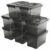 YYXB Black Plastic Storage Latch Bins, 8 Pack Clear Plastic Handle Box with Lids and Handle, Multi-Purpose, 4 Quart