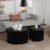 YYZIWYUN 27.56″ Round Black Nesting Coffee Table Set of 2