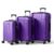 ZEJOROSE ABS Trolley Case 20in 24in 28in 3PCS Suitcase Set Vertical Striped Frosted Case Suitcase Purple