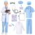 ZelJoyla Doctor Costume for Kids-12pcs Kids Dress Up Set,Career Day Halloween,Doctor Pretend Play Kit age 3-12 Boy Girl(Blue, 120)