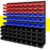 ZEUKMXOO 90Pcs Plastic Wall Mounted Storage Bins Parts Rack Nuts And Bolt Bins Organizer For Shop Garage for Screws, Nuts, Bolts, Nails, Beads, and Small Hardware Parts,Red,Blue,Black