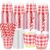 Ziliny 100 Sets 16oz Red Checkered Clear Plastic Cups with Lids and Straws, Disposable Party Checkered Cups for Birthday Party Wedding Baby Shower Racing Car Themed Parties Family Gathering Christmas
