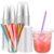 Ziliny 50 Pack 10 oz Plastic Cups with Lids and Straws Clear Disposable Round Bottom Coffee Cups for Iced Coffee, Cold Drinks, Juice, Smoothies, Milkshakes