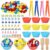 Zoketriton 183 Pcs Back to School Sensory Bin Fillers Decorations, Pom Poms Sensory Bin Filler, Notebooks Cup Scissors, Rulers, Erasers, Books, School Bags for Preschool Education Activities