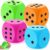 Zomiboo 4 Pcs Jumbo 4 Inch Foam Dice Set, Soft Stress Relief Toy for Kids & Adults, Colorful 6 Sided Giant Dice for Classroom Math, Family Board Games, Holiday Stocking Stuffers (Neon Colors,Dot)