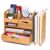 ZOOFOX Bamboo Desk Organizer with Adjustable File Holder, Mail Organizer Countertop with Drawer, 4-Tier Desktop Organization and Desk Accessories for Home Office School Supplies, No Assembly Required
