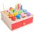 ZQsmgs Wooden Shape Sorter Box, Montessori Activity Cube with Ball Drop, Worm Catching & Pegs