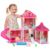 ZRUNBO Doll House Dreamhome, 2-Story 4 Rooms Dollhouse Playhouse with Doll and Furniture, Pretend Dream Dollhouse Playset Pink Girl Toys, Sturdy Construction, Easy to Move, Ideal Gift Toy