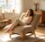 ZSQ Ergonomic Bean Bag Chair, Corduroy Fabric Single Seat Lazy Sofa with Backrest, High-Density Sponge Filling for Living Room and Bedroom (Khaki)