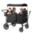 ZTDM Wagon for Kids, Wagon Stroller with 4 Raised High Seat, Removable Canopy, All Terrain Wheels, Foldable, Adjustable Push & Pull Handle, Storage Bag (Black)
